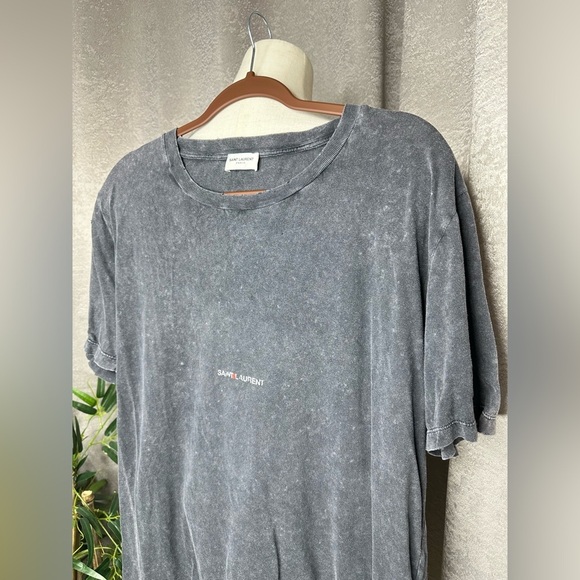 Saint Laurent Paris Men’s Destroyed Archive Logo T-Shirt Faded Wash Sz M - Picture 6 of 13